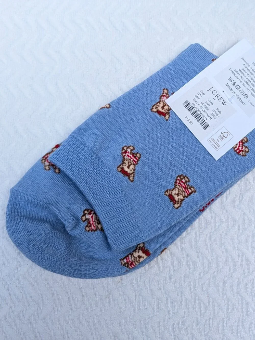 J.Crew French Bulldog Boot Socks - Blue Dog Pattern One Size - NWT
